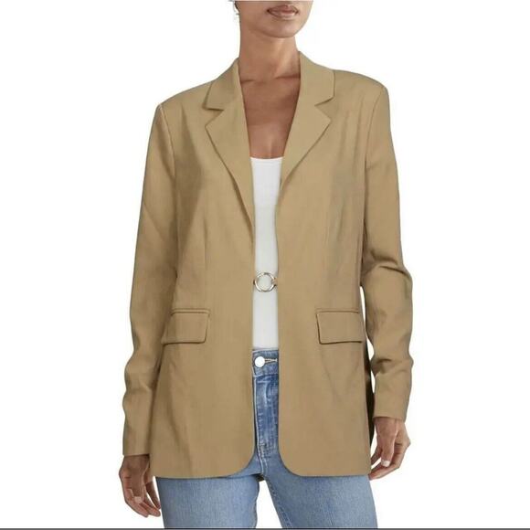 Danielle Bernstein Womens Camel Blazer Size S O-Ring Lapel Collar Jacket - Picture 1 of 7